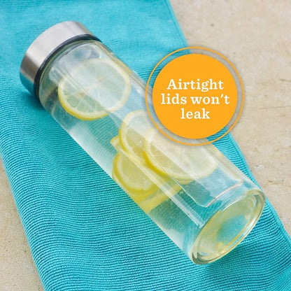 16oz Juice Bottles, Wide Mouth Glass Water Bottles & Stainless Steel Lids | - Image 4