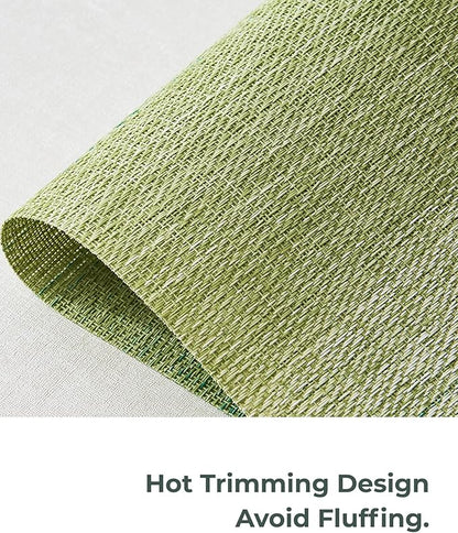 Leetaltree Gradient Green Woven Placemats Set of 4 - Heat Resistant Non-Slip Place mats for Dining Table, Washable Durable PVC Vinyl Woven Table Mats(Gradient Green, 4)