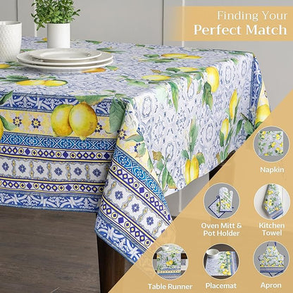 Maison d' Hermine Table Cloth Rectangle Table 100% Cotton 60 x 120 Inches Tablecloth Reusable Decorative for Dining Room Farmhouse Home Valentines Day Decorations Spring Summer - Citrus