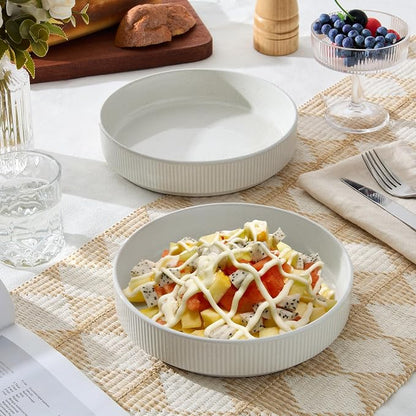 E-far Pasta Bowls Set of 6, 35oz Large Salad Bowl Plate - Image 9