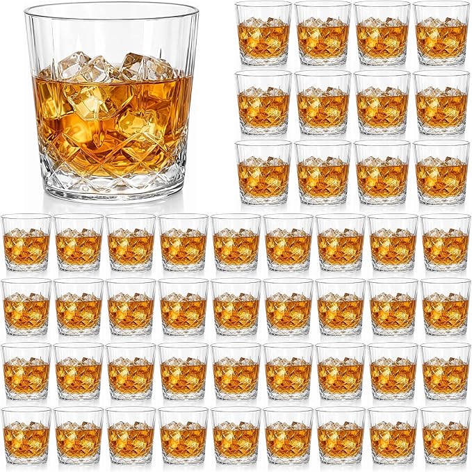 Yungyan 48 Pcs Plastic Clear Whiskey Glasses, 10 oz Unbreakable Reusable Old by Yungyan