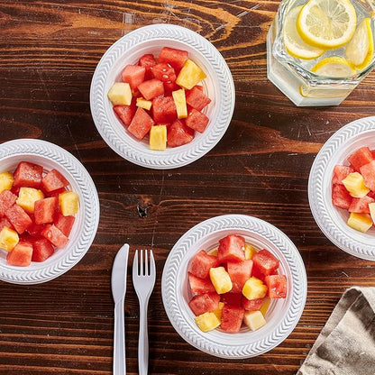 PLASTICPRO 800 PCS White Plastic Soup Bowls 12 oz Premium Quality Light Weight Dishes Disposable Plastic Bowls for Parties Weddings