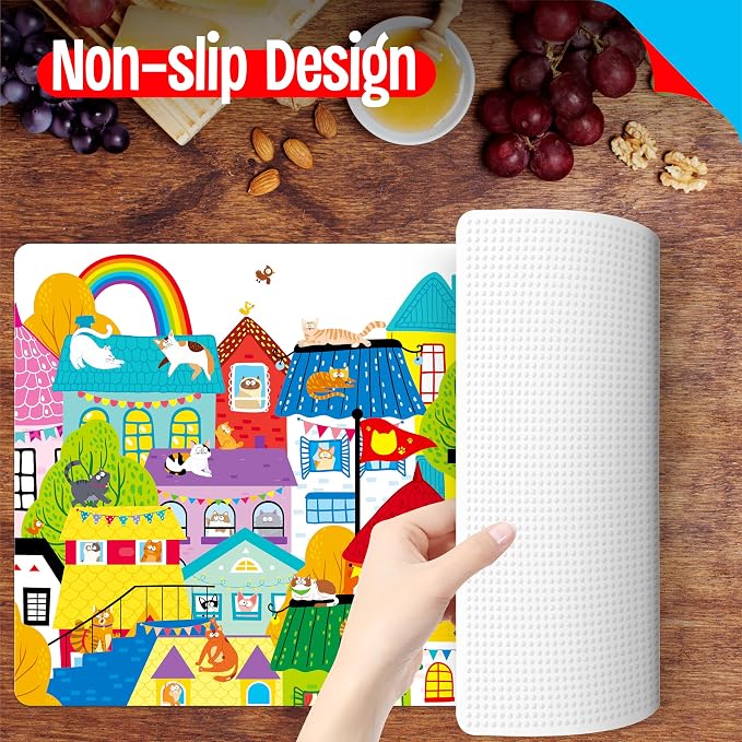 6 Pack Placemats for Kids, Non-Slip Washable Dining Mats, Reusable Cat-Themed - Image 3