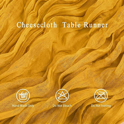 8 Pack Gold Cheesecloth Table Runner 17x108 inch Rustic Gauze Table Runner - Image 3