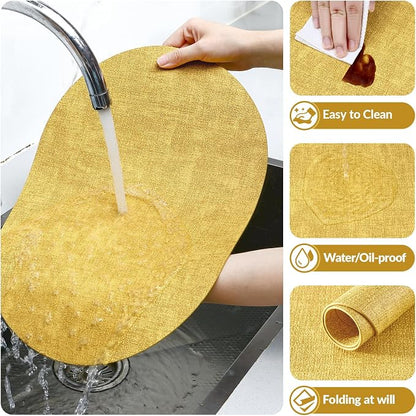 Placemats Set of 6, 11.8 x 17 Inch, Waterproof Wipeable Reversible PU Placemat - Image 5