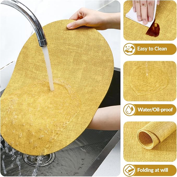 Placemats Set of 4, 11.8 x 17 Inch, Waterproof Wipeable Reversible PU Placemat - Image 5