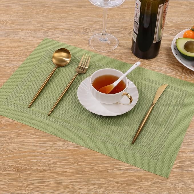 SHACOS Woven Vinyl Placemats Set of 6 Wipe Clean Place Mats - Image 6