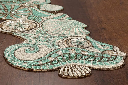Coastal Beaded Table Runner, glass beads, polyester backing, coastal animal - Image 2