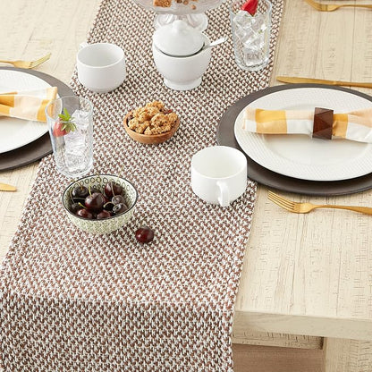 DII Woven Basics Collection 100% Cotton Knit Table Runner, Bark Brown - Image 4
