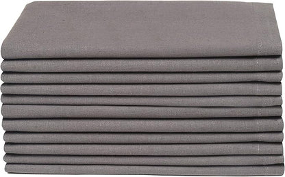 Bedding Craft Everyday Cotton Cloth Napkins Set of 12 – 18x18 Charcoal with Mitered Corners & Generous Hem – Machine Washable Dinner Napkins for Weddings, Cocktails & Dining