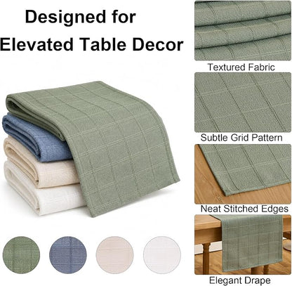 Plaid Table Runner, Woven Grid Pattern, Linen Texture Elegant Dining Table Decor - Image 3