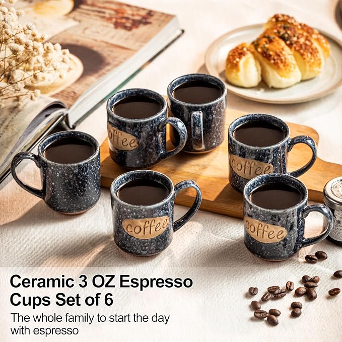 LYEOBOH Espresso Cups, Coffee Cups, Tea Cup, Coffee Cups Ceramic Set of 6 - Image 4