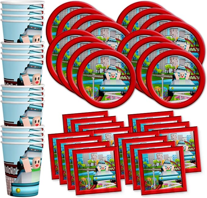 Robot Blocks Party Birthday Party Supplies Set Plates Napkins Cups Tableware Kit by BirthdayGalore