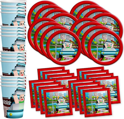Robot Blocks Party Birthday Party Supplies Set Plates Napkins Cups Tableware Kit by BirthdayGalore