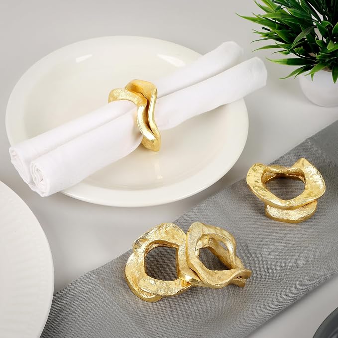 Modern Aluminum Napkin Rings Set of 6, Lightweight Metal Table Decor, - Image 6