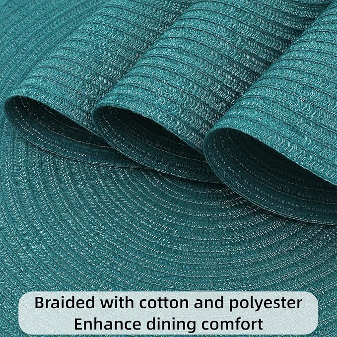 SHACOS Round Placemats Set of 8 Woven Braided Table Placemats 15 inch Circle - Image 5