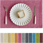Softalker Faux Linen Placemats Set of 12-12 x 18 Inch, Heat Resistant Double Layered Durable Burlap Farmhouse Place Mats, Non-Slip Washable Rustic Table Mats for Dining, Kitchen, Party（Pink