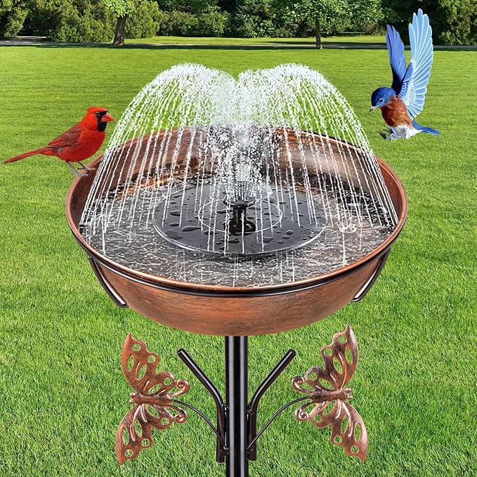 40In Metal Bird Bath for Outdoors, Removable 3" Deep 13" Dia Bowl Heavy-Duty - Image 7