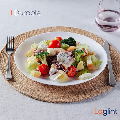 10.5 inch Dinner Plate Set of 6, Lightweight Round Opal Glass White Dinnerware Plates, Dishwasher and Microwave Safe