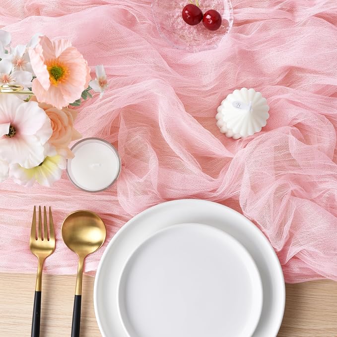 Pink Cheesecloth Table Runner Cheese Cloth Wedding Birthday Party Decor | 10Ft - Image 5