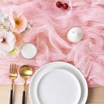 Pink Cheesecloth Table Runner Cheese Cloth Wedding Birthday Party Decor | 10Ft - Image 4