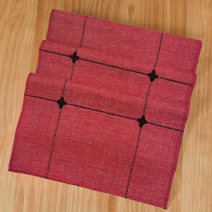 NEWISHER Rustic Embroidered Plaid Cloth Table Runner 48 inches, Farmhouse - Image 7
