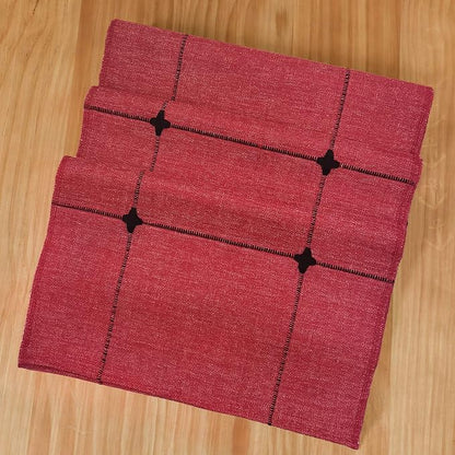 NEWISHER Rustic Embroidered Plaid Cloth Table Runner 48 inches, Farmhouse - Image 7