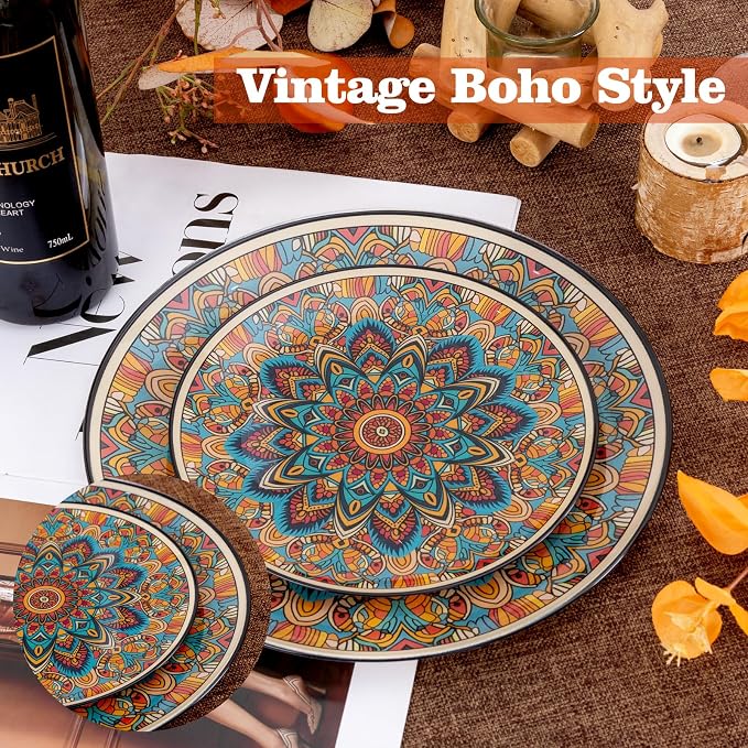 60PCS Bohemian Plastic Plates - Image 2