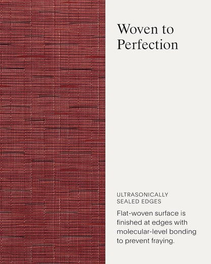 Chilewich Bamboo Placemats Set of 4 - Woven Oval Placemats - Reusable, Stain-Resistant, Indoor/Outdoor Tabletop Protection - 19" x 14" - Cranberry