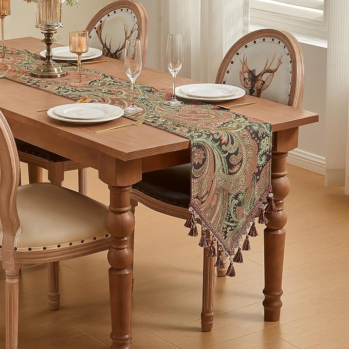 Loom and Mill Vintage Paisley Jacquard Table Runner 13x108 inch - Image 7