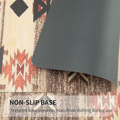 QIYI Placemats Set of 6, 12x18 Inch PU Leather Place Mats for Kitchen Dinning, Heat Resistant Anti Slip Brown Table Mats, Waterproof Wipeable Washable Placemat Party Table Décor, Geometric Motifs