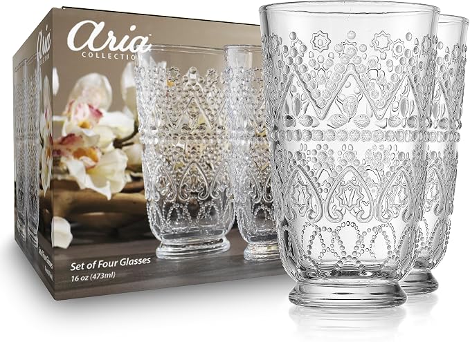 Set of 4 Vintage Beaded Highball Glasses - Image 2