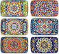 vancasso Simi 6-Piece Ceramic Salad Plates Set - 8.5 Inch, Rectangular Dessert Plates for Sushi, Appetizer, Cake - Microwave & Oven Safe, Porcelain Plates for Kitchen Decor