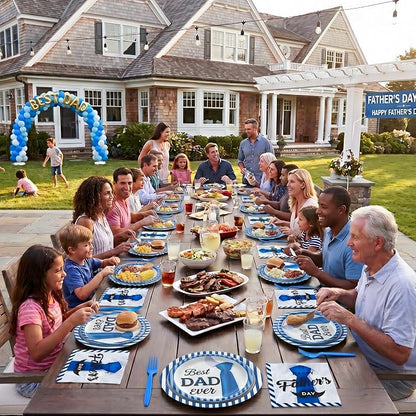 100 Pcs Disposable Father's Day Party Tableware Set - Image 5