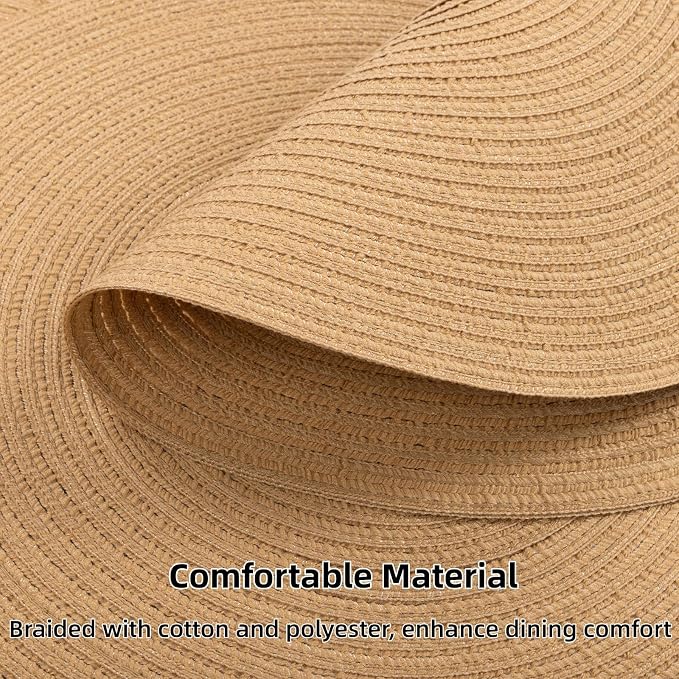 SHACOS 15 inch Round Braided Placemats Set of 6 Cotton Polyester Heat Resistant - Image 2