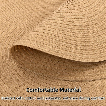 SHACOS 15 inch Round Braided Placemats Set of 6 Cotton Polyester Heat Resistant - Image 2