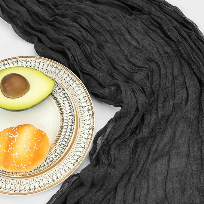 6 Pack 10Ft Black Cheesecloth Table Runner 23 x 120 Inch | Gauze Rustic Boho - Image 5