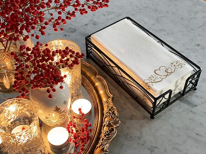 Black Elegant Sturdy Guest Napkin Holder | Disposable Paper Hand Towel Storage - Image 2