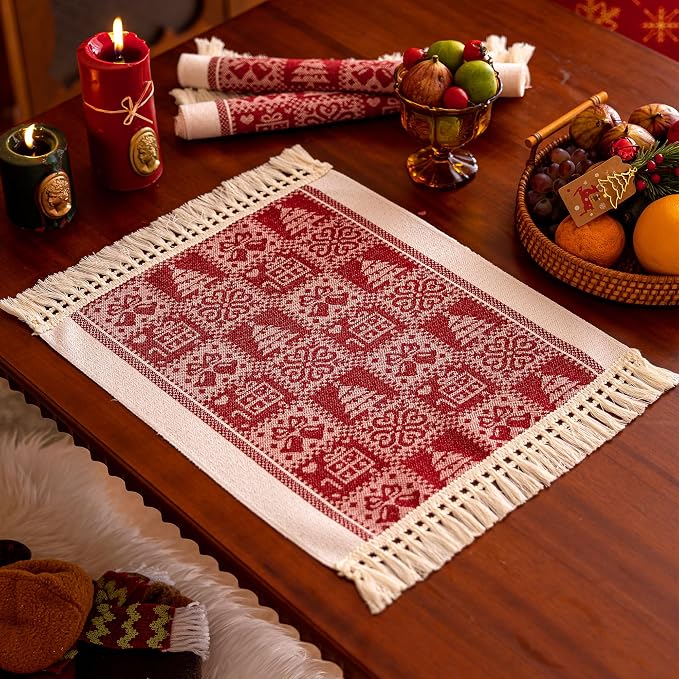 Placemats Set of 4, Christmas Tree Placemat by UWWGKK