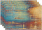 Emvency Farmhouse Placemats Set of 4, 12x18 Inch Blue and Orange Vintage Abstract Messy Rust Painting Table Mats for Outdoor Home Party Kitchen Dining Decoration