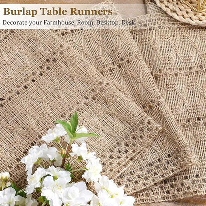 Burlap Boho Table Runner for Summer Home Decor 36 Inches Long, Easter Modern - Image 2