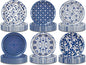 48 Pcs Blue and White Floral Party Paper Plates -7 Inch Disposable Vintage by OXYLIPO