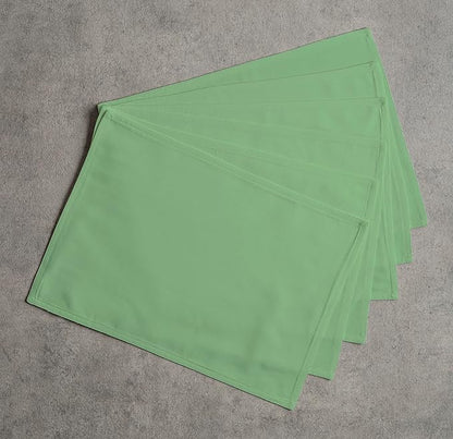 Calicot Placemats Set of 6 100% Cotton Washable Cloth Place Mats, Reusable Table Mats for Spring/Summer & Thanksgiving Christmas Decorations Kitchen Dining Party Wedding (Fair Green, 13" x 19")