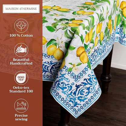Maison d' Hermine Table Cloth Rectangle Table 100% Cotton 60 x 90 Inches Tablecloth Reusable Decorative for Dining Room Farmhouse Home Valentines Day Decorations Spring Summer - Cedrat