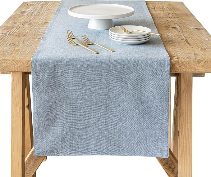 Over&Back 18x108 Woven Chambray Cotton Table Runner by overback