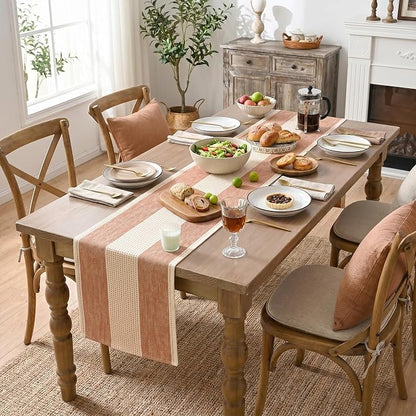 Artoid Mode Caramel Farmhouse Rustic Fall Table Runner, Seasonal Macrame Fabric - Image 6