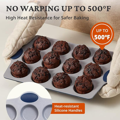 BRONYPRO Ceramic Muffin Pan, 12-Cup Nonstick Aluminized Steel Cupcake Pans - Image 8