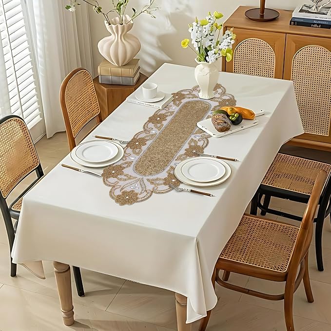 Elegant 36" Gold Beaded Table Runner – Handmade Decorative Beads Runner - Image 5