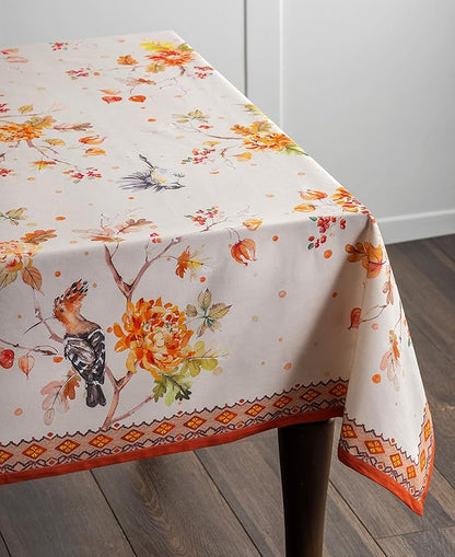 Maison d' Hermine Table Cloth Square Table 100% Cotton 54 x 54 Inches Fall Tablecloth Reusable Everyday Use for Thanksgiving Christmas Decorations Dining Farmhouse Party (Kelim - Prairie)