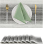 Leetaltree Black with White Woven Placemats Set of 8 - Heat Resistant Non-Slip Place mats for Dining Table, Washable Durable PVC Vinyl Woven Table Mats(Black with White, 8)